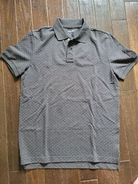 New Old Navy polo golf shirt, dark gray with polka dots